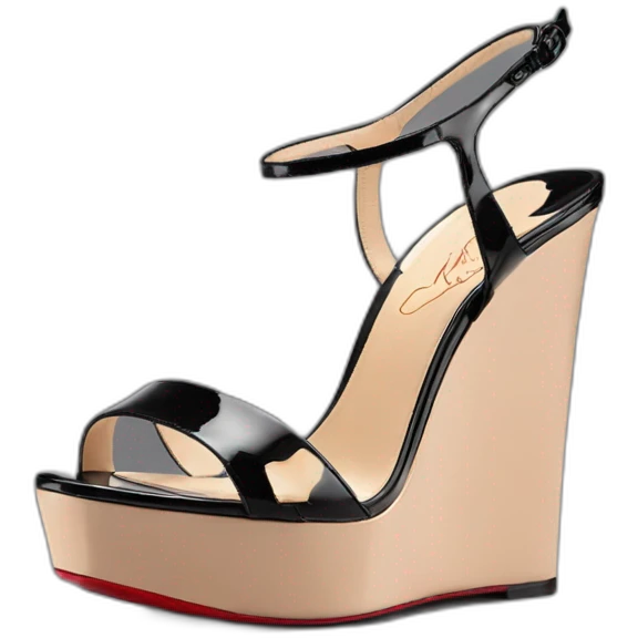 Platform wedges black louboutin sandal patent emoji