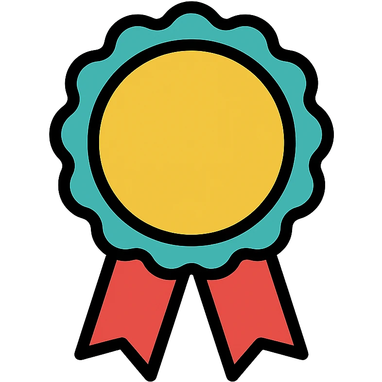 vector icon of a gold guarantee seal symbol with multicolor details, elegant and minimalist flat design, isolated on white, award badge style, 2D flat vector, trending icon look, soft shadows, no text, commercial use emoji