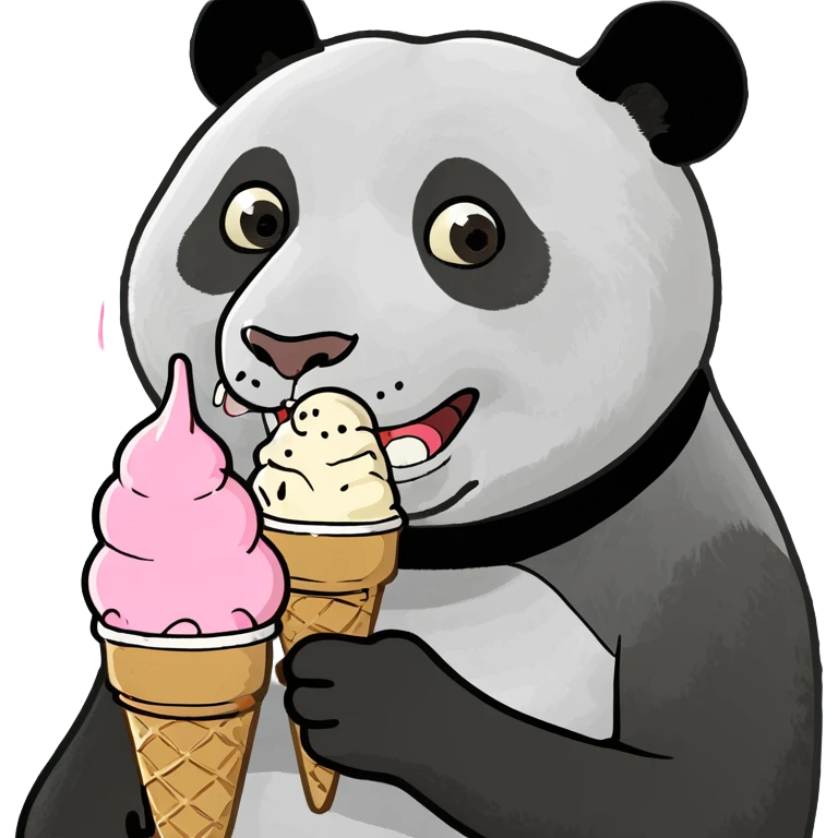 Panda eating ice cream emoji