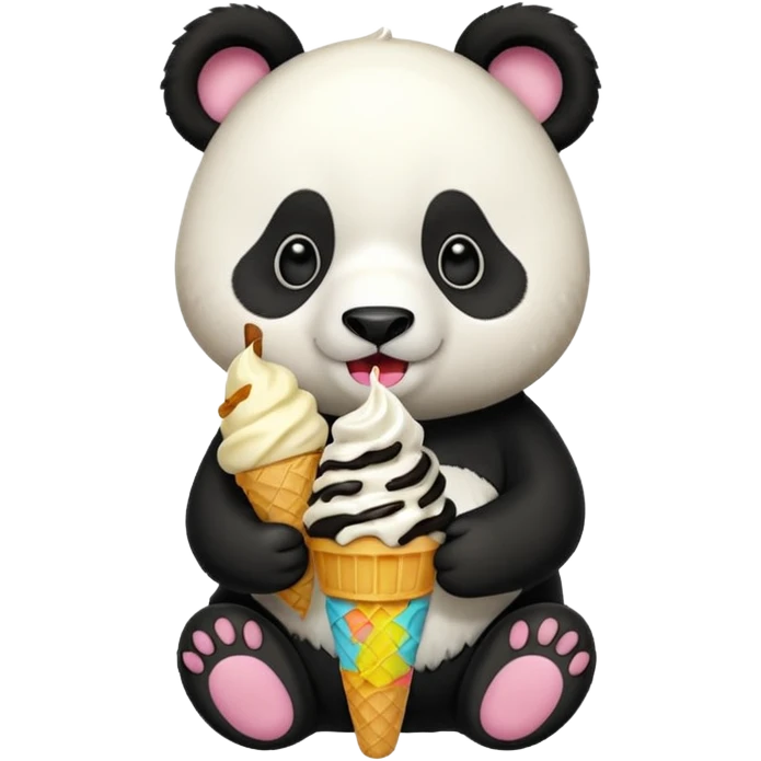 Panda eating ice cream emoji