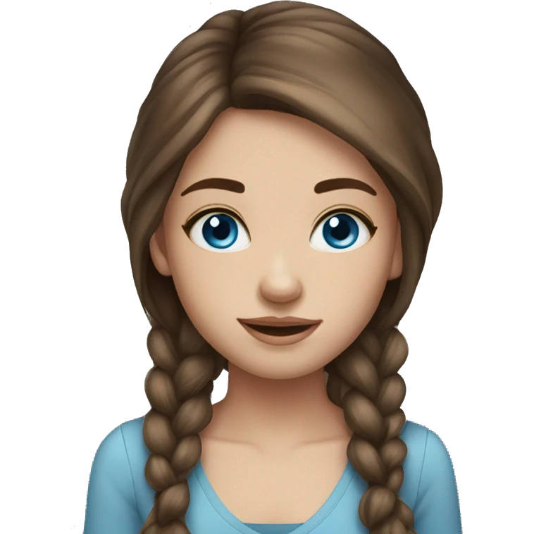 Pretty girl brown hair blue eyes emoji