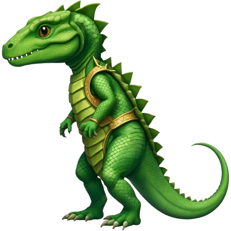full body reptilian humanoid in ancient outfit, right side view emoji