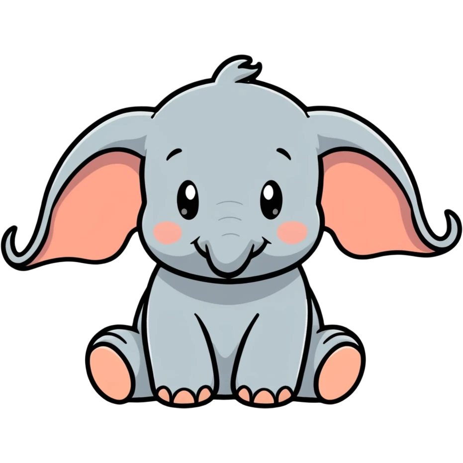 Disney’s dumbo sitting down with one ear folded over emoji