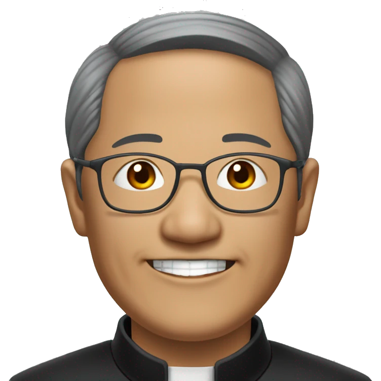 older hmong catholic priest with wrinkles with black hair, smiling with teeth and glasses, no beard or mustache emoji