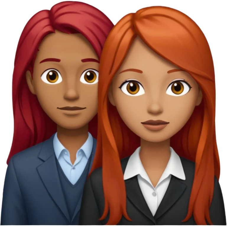 Mujer flaca con cabello largo color rojo color de piel media, hombre de color medio moreno con cabello color negro, flaco emoji