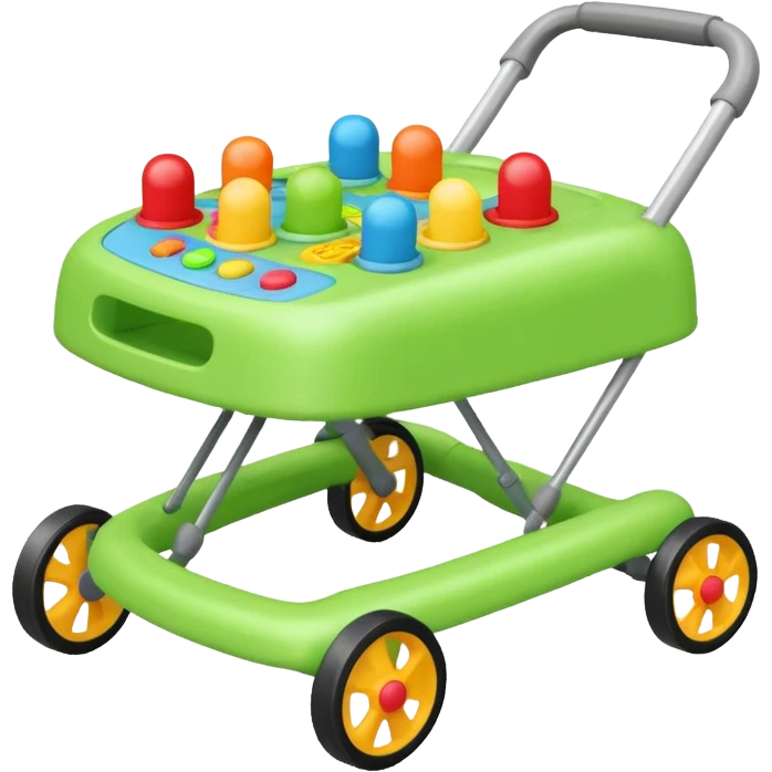 green baby walker with toys on it emoji