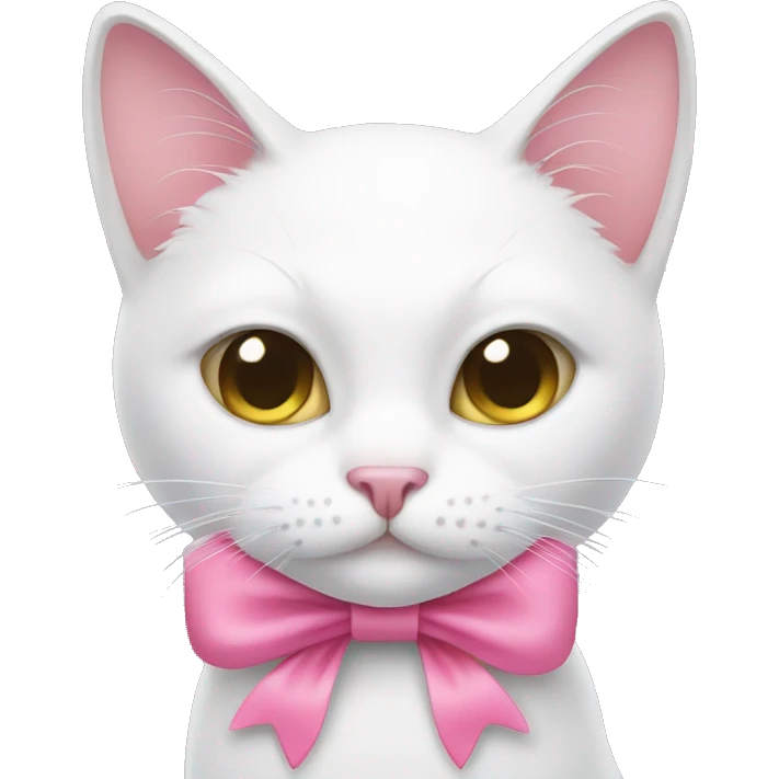 White cat with pink bow emoji