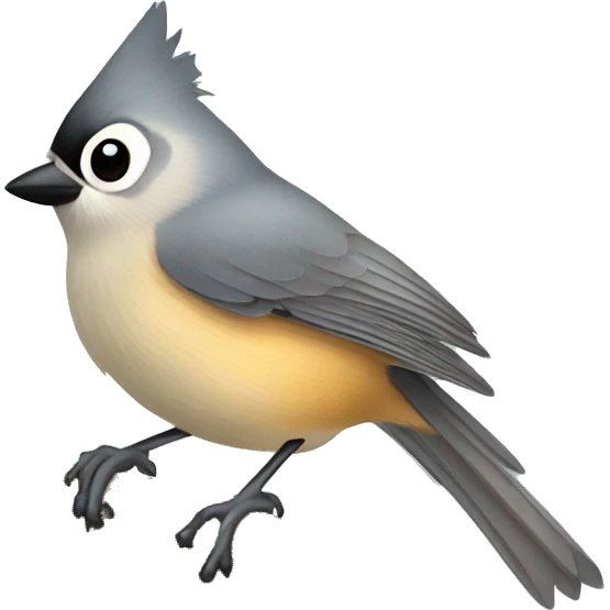 Tufted titmouse perched on branch emoji