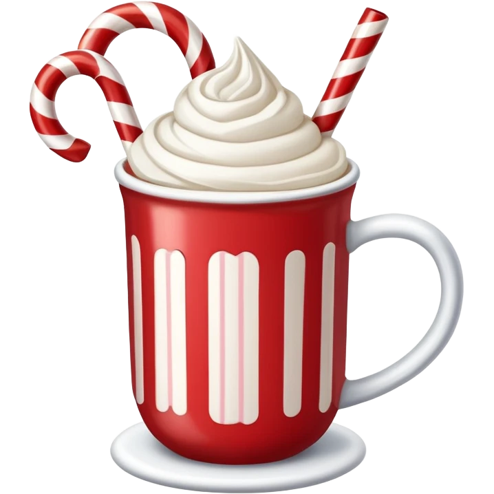 Peppermint hot cocoa with candy cane stirrer emoji