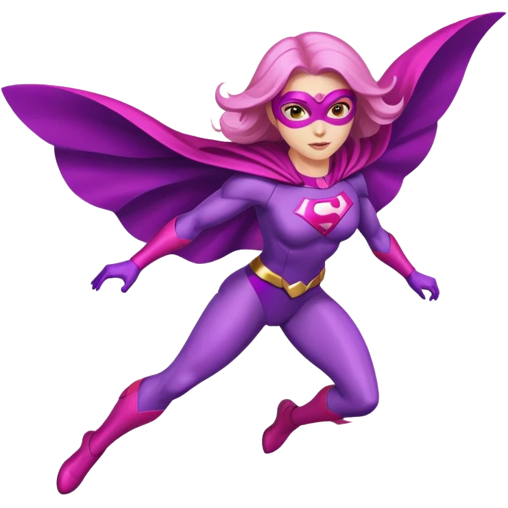 pink violet woman superhero flying emoji