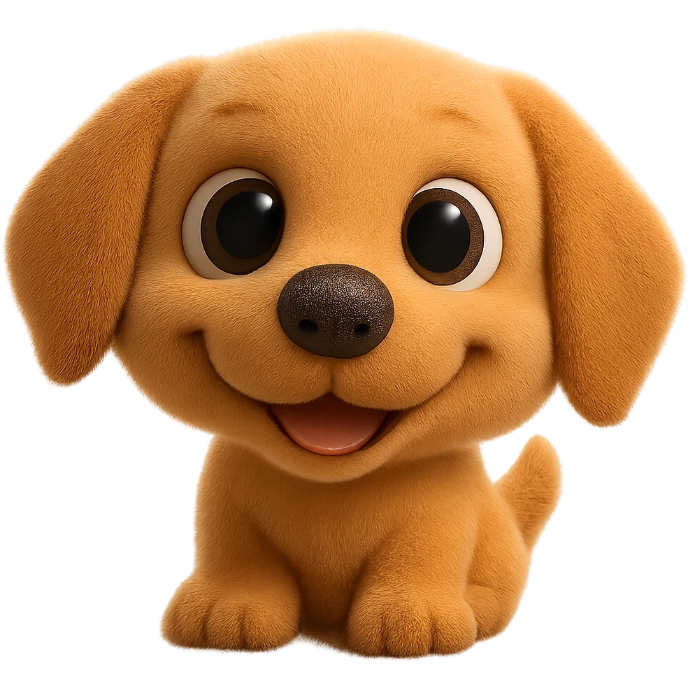 playful dog with big eyes emoji