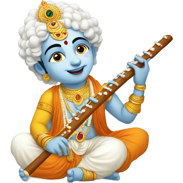 White face krishna with bansuri emoji
