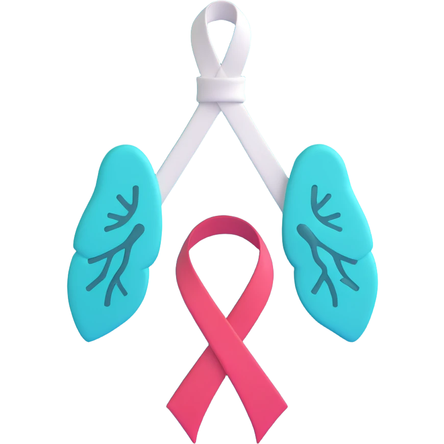 tuberculosis awareness ribbon with lungs emoji