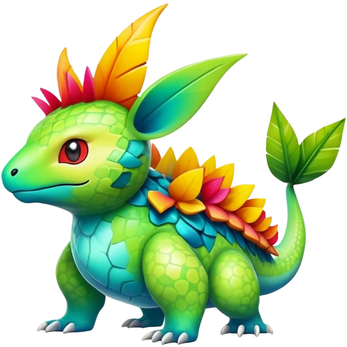 Colorful Exotic Tropical Pokémon-Fakémon-hybrid-creature (full body) emoji