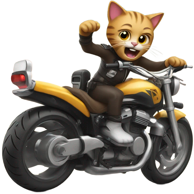 Cat on Motorcycle screaming emoji