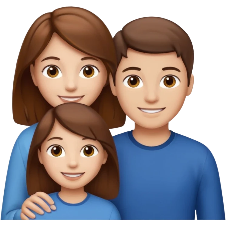 Woman with brown hair and boy and girl emoji