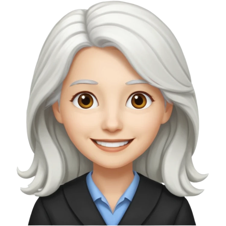 Profesora joven, sonrriente cabello blanco y de pelo largo  emoji