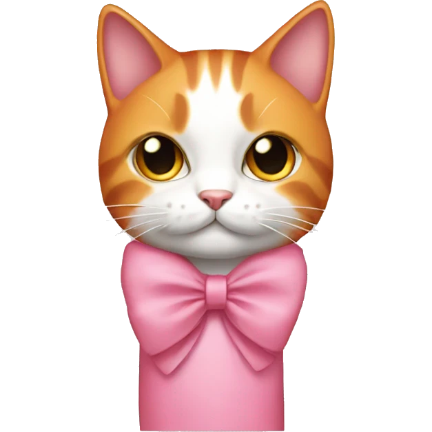 a cat orange and white, with a pink dress and bow  emoji