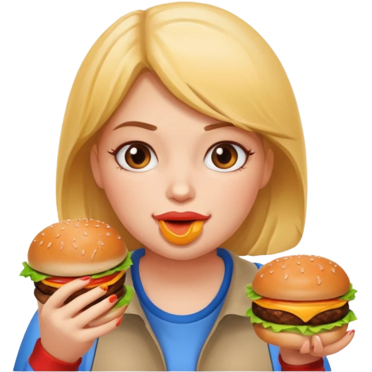 a heavy set girl eating a burger  emoji