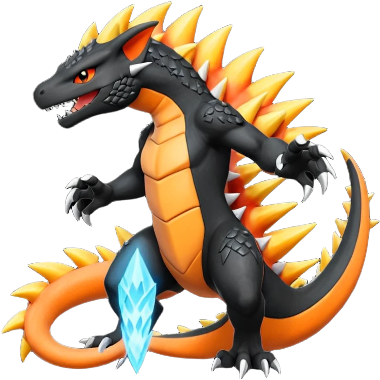 Fiery spiky Charmeleon-Zeraora-Salandit-fusion emoji