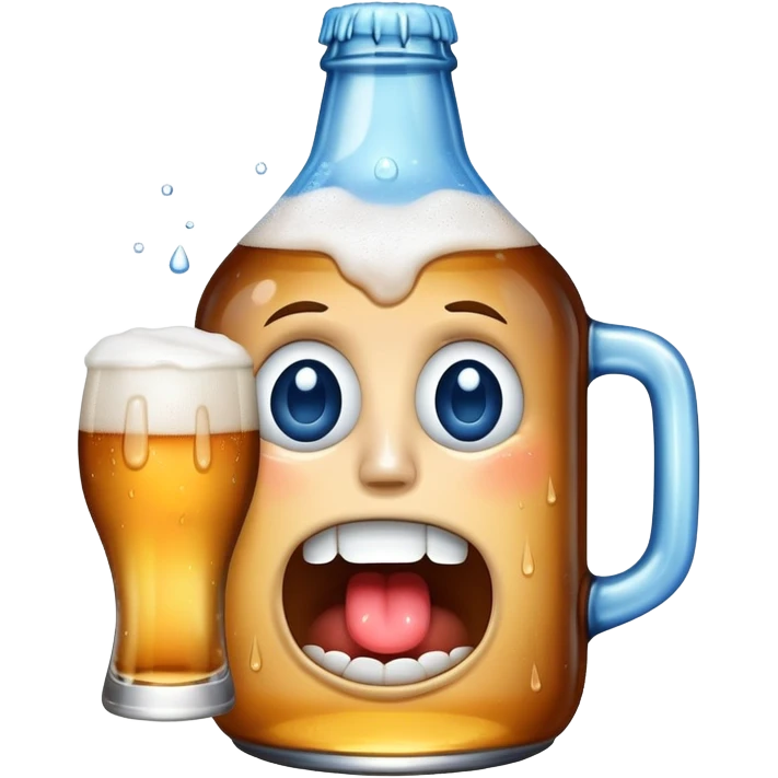 A bottle of blue moon beer with a face crying emoji