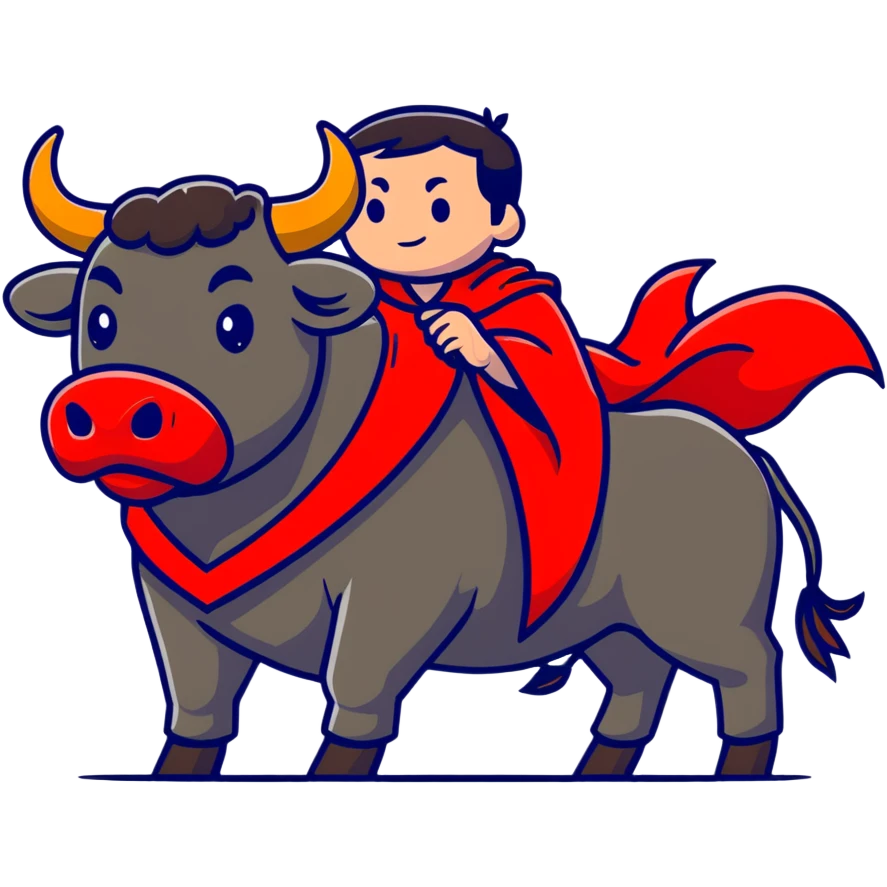matador in traditional costume with red cape and bull emoji