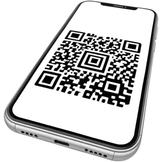 smartphone displaying a QR code on the screen emoji