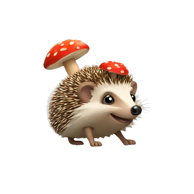 Hedgehog with mushroom hat  emoji