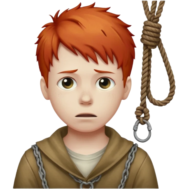 red headed boy hanging by his neck from a noose emoji