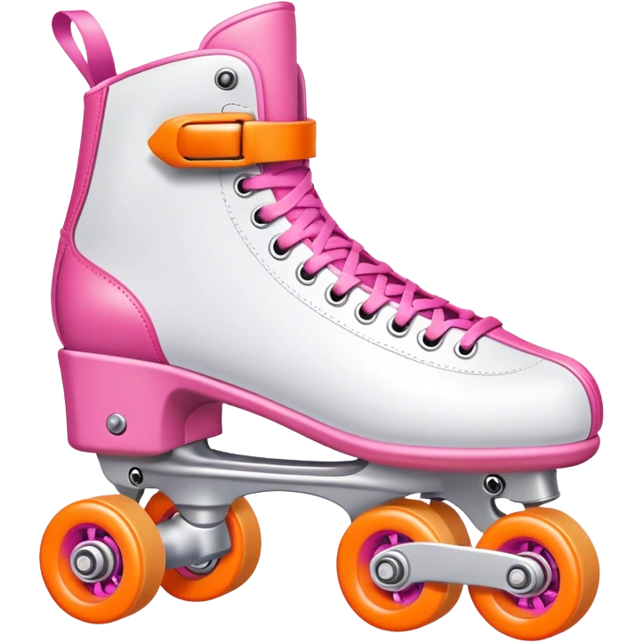 Realistic pink and white roller skate with orange wheels  emoji