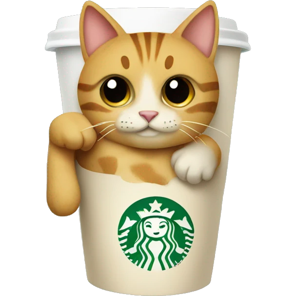Starbucks cup with a cat emoji