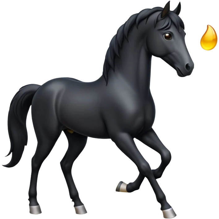 cinematic-[black horse]-realistic-full-body-standing-emoji,-tail-flicking-lazily,-head-tilted-dramatically,-sleek-[black]-coat,-simplified-yet-realistic-focused-features,-highly-detailed,-glowing-with-an-almost-sarcastic-glow emoji