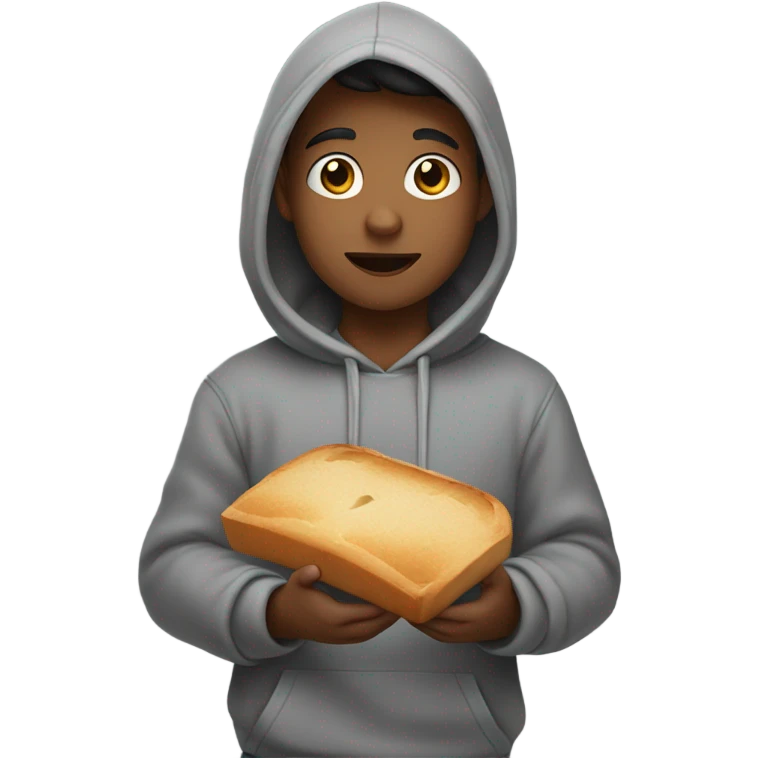 hooded boy gray bread  emoji