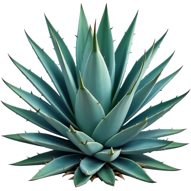 Cinematic Realistic Agave Emoji, Bold and spiky, with long, pointed leaves forming a rosette pattern. The sharp edges and soft blue-green hue exude a sense of rugged beauty and desert resilience. Soft glowing outline, capturing the essence of survival and strength in a striking agave plant! emoji