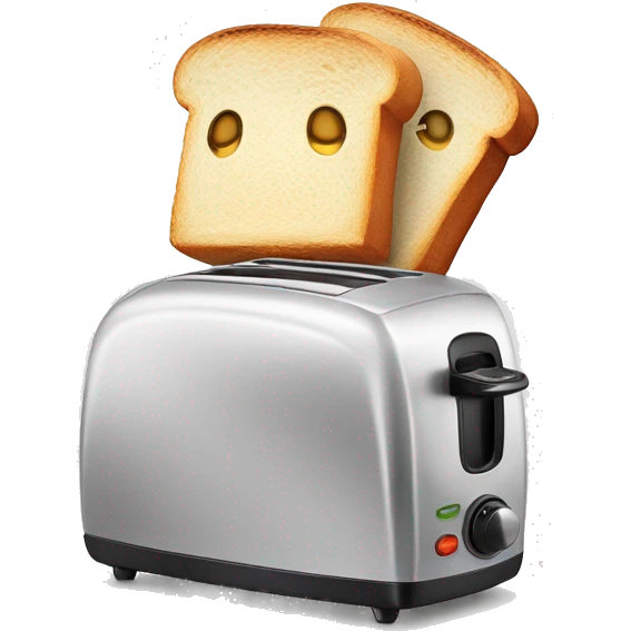 a toaster with toast excitedly popping up into the air emoji