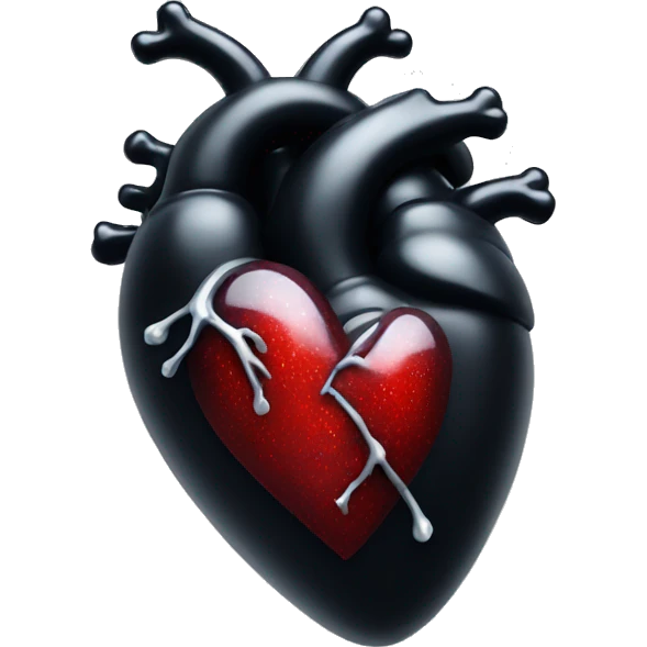 Anatomical black heart with white sparkles emoji