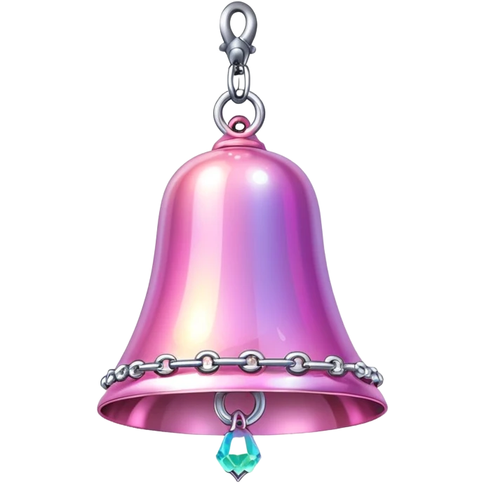 PInk iridescent Bell with chained hanging crystals   emoji