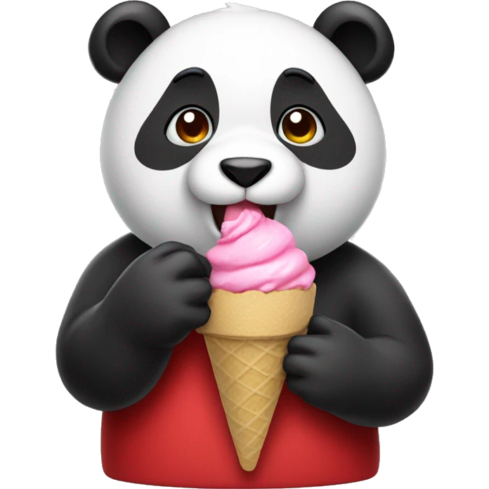Panda eating ice cream with red shirt emoji