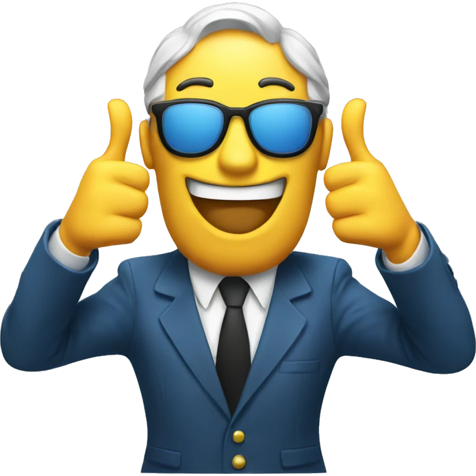 Poker face classic emoji with two thumbs up emoji