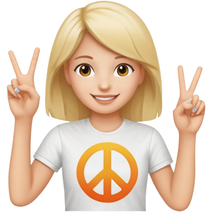 smiling girl with peace sign\ emoji
