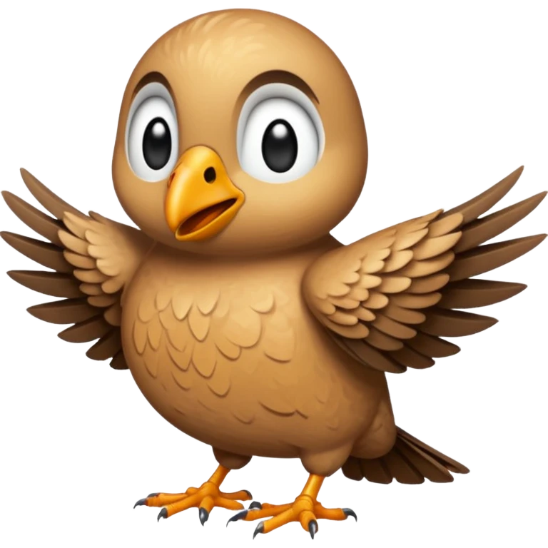 make an emoji of a bird wanting a hug, make the art colors human like and imperfect and the layout also imperfect a little human like emoji