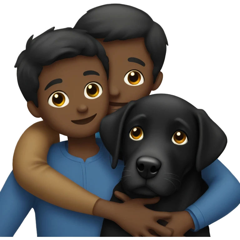 black lab hugging boy emoji