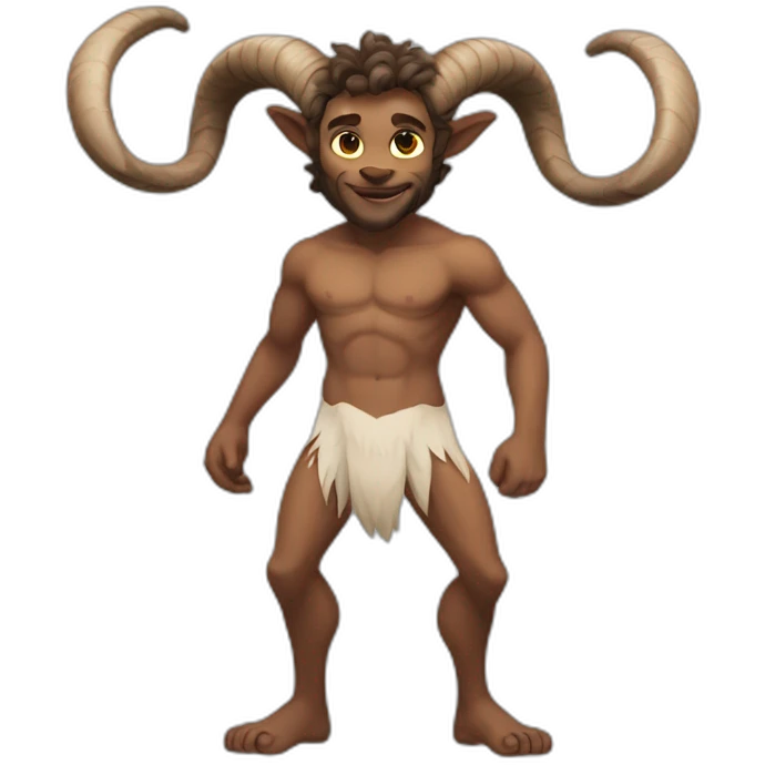 Male satyr has goat legs full body emoji