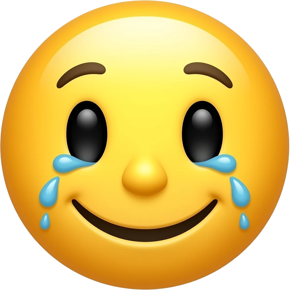 Smile emoji but crying emoji