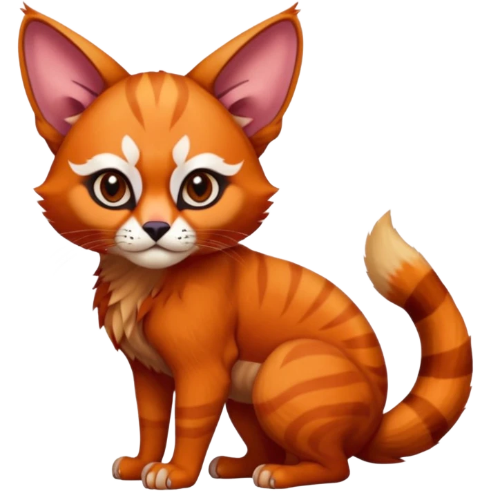Caracal-Sphynx-Red-Panda-fusion-hybrid-animal-creature, full body emoji
