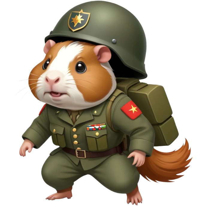 Angry guinea pig in army suit attacking Georgian person emoji