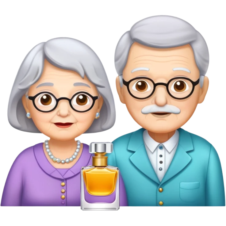 Grandma and grandpa with perfume  emoji
