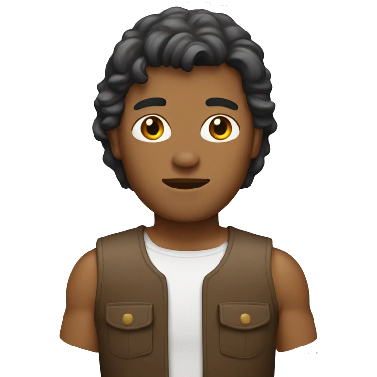 man with tan skin and brown mullet emoji