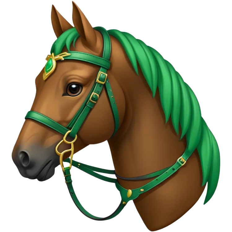 horse head with a green horse brides emoji