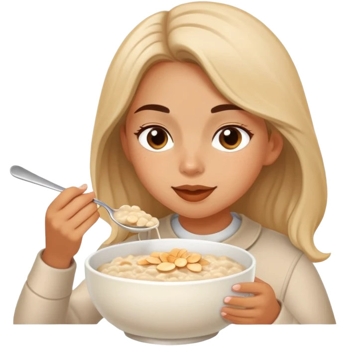 Girl eating oatmeal porridge emoji